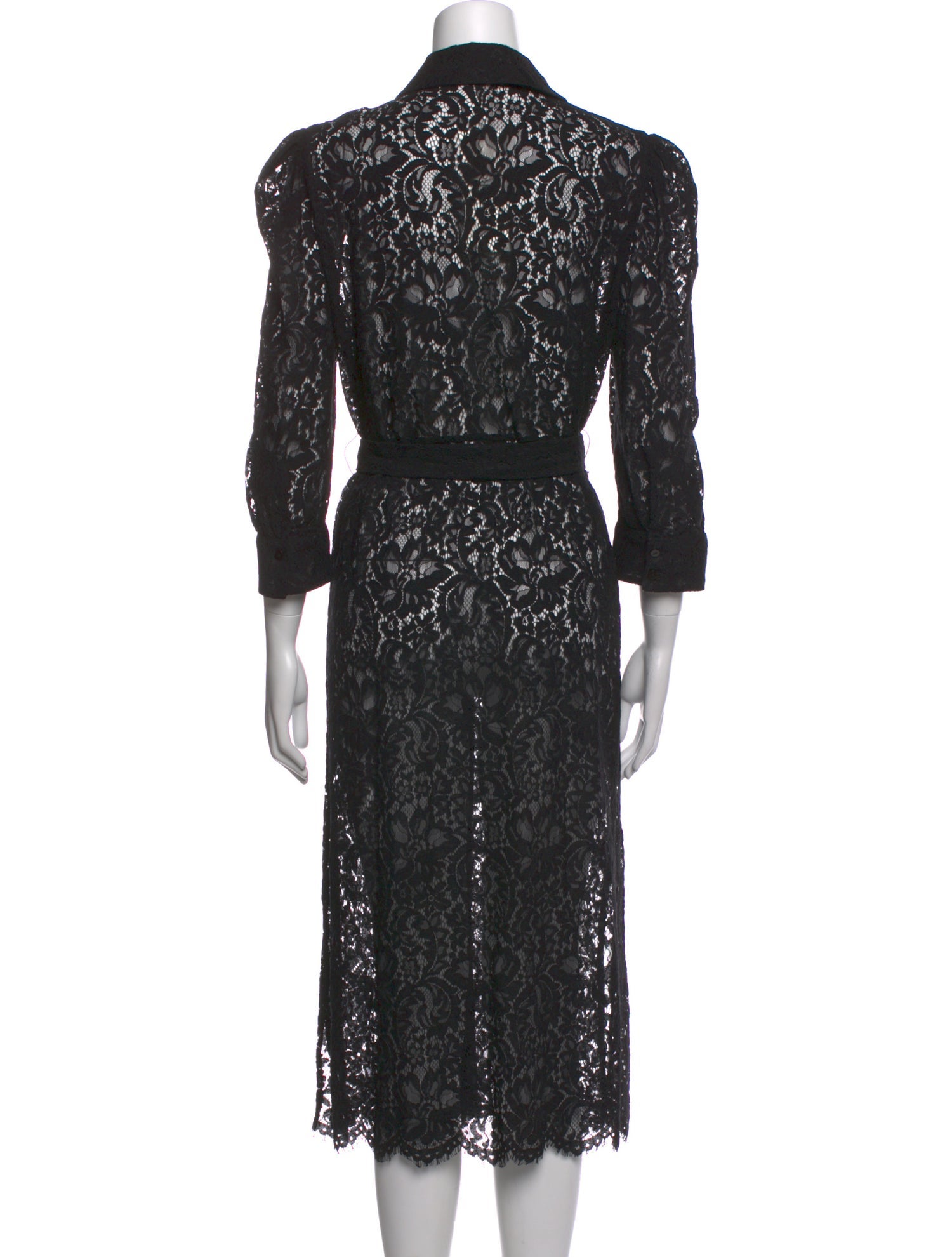 L'Agence Lace Pattern Midi Length Dress